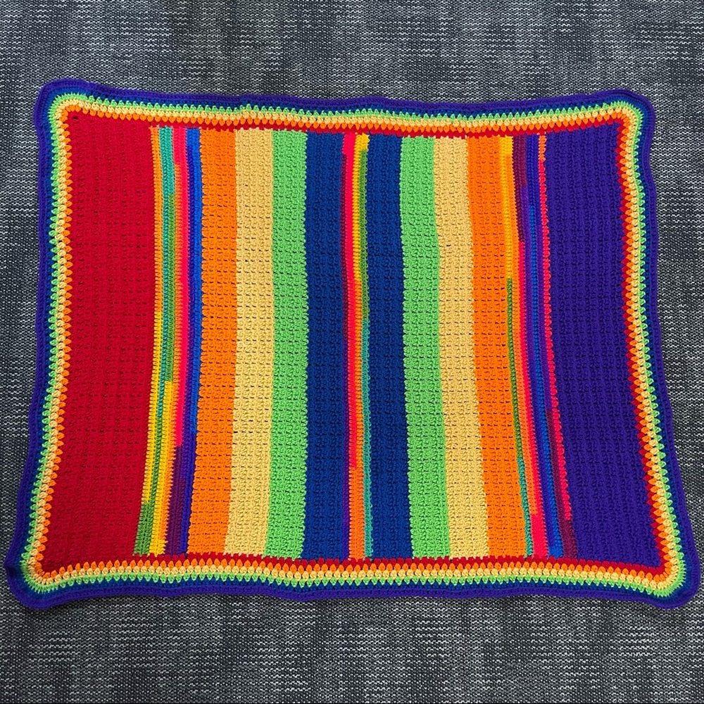 Afghan Blanket 51”x42” Throw Lap Blanket Rainbow - Picture 1 of 8
